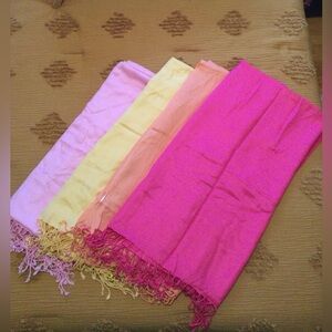 Womens Shawls lot of 4  84"×33" Beautiful Colors unbranded